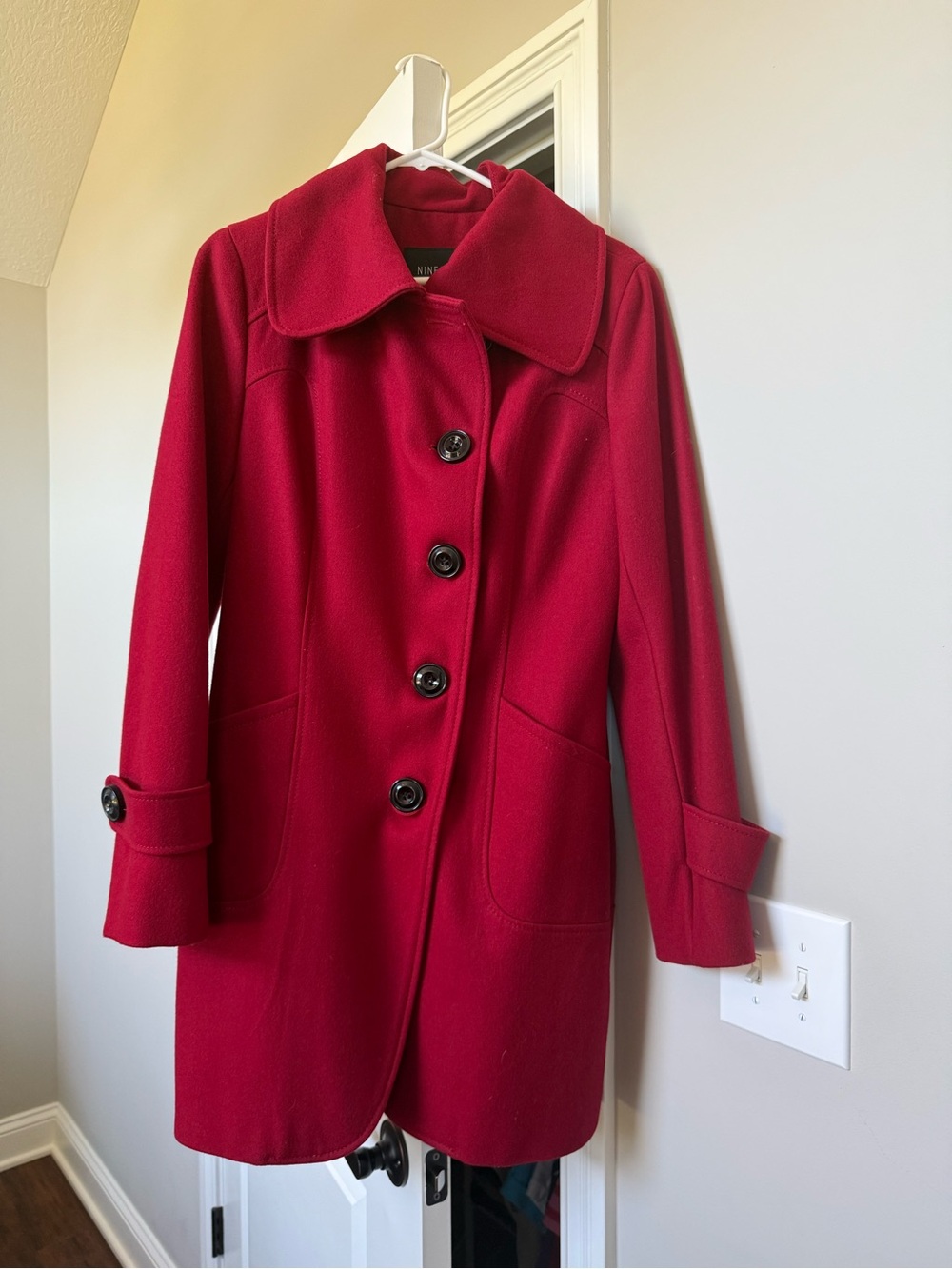 Nine West Red Button-Front Pea Coat